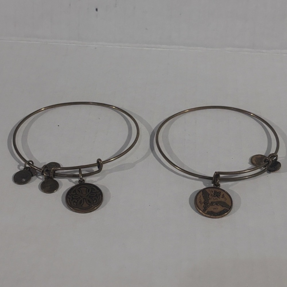 2 Alex and Ani Pisces Zodiac & Path of Life bracelets Gold toned Energy infused‎